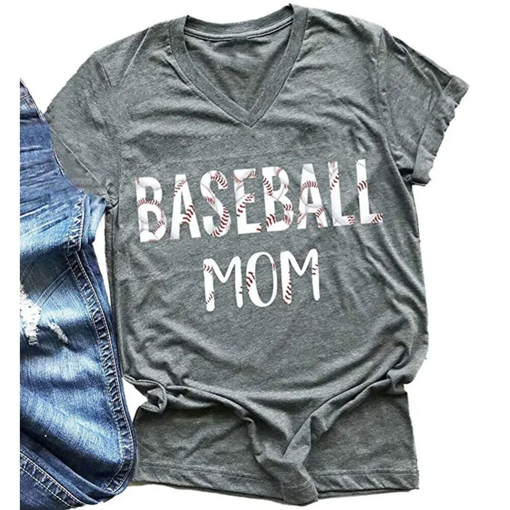 Baseball Mom Shirt Summer Funny Letter Womens Tshirt High Quality 