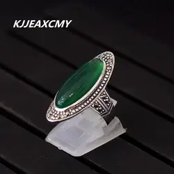 S925 серебряные ювелирные изделия и Зеленый Халцедон агат кольцо Леди атмосфера