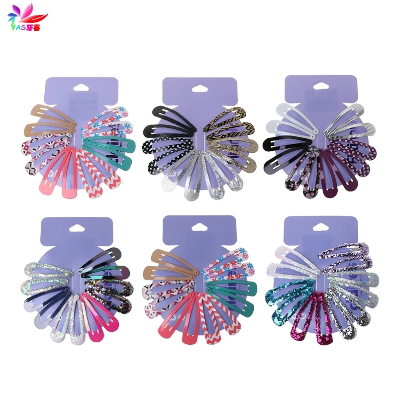 

Hair Clips Drop-shaped Print Hair Clips 24Pcs For Girls Kids Snap Clip Metal Colorful Hairgrip Headwear