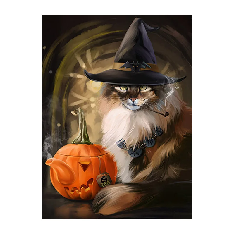 Full diamond 5D DIY diamond painting Halloween cat diamond embroidery gift cross stitch painting Mosaic living decor
