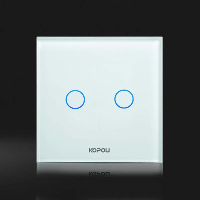 

Touch Switch, EU Standard Dimmer Switch,2 Gang 1 Way,Wall Switch, Crystal Glass Panel,KT0044EU