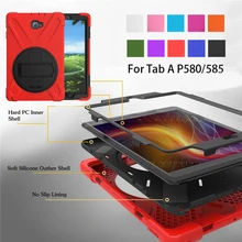 Чехол для планшета для samsung Galaxy Tab A A6 10,1 ''с S ручкой P580 P585 силиконовый ударопрочный жесткий чехол с подставкой+ ремешок на руку