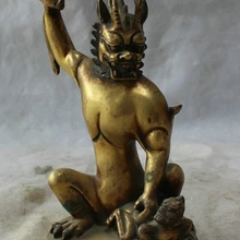 USPS в США S2582 " Старый Китайский Бронзовый 24 К Gild Фэн-Шуй Миф Дух Дракона Король Демон Статуя