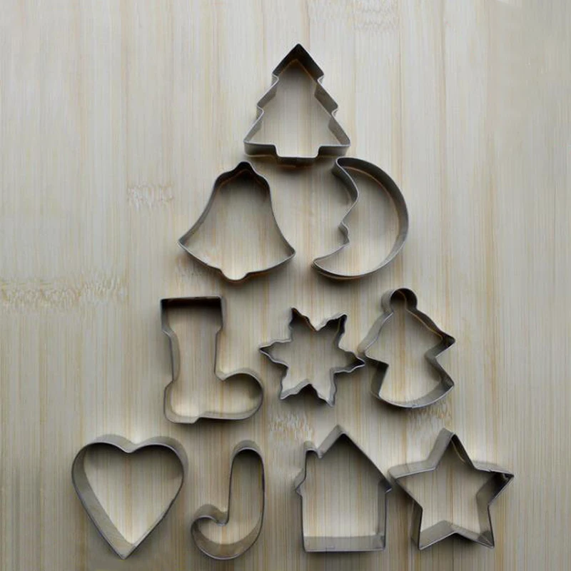 JX-LCLYL 10 шт. рождественские формочки для печенья дерево звезда дом колокольчики Снежинка печенье инструмент новый