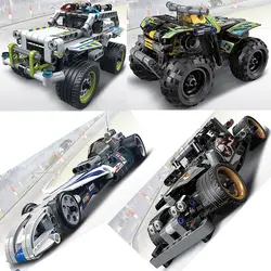 DECOOL Мотогонки задерживаете техника Racer автомобилей Descet Racer Dazzung красный гоночный автомобиль черный Чемпион гонщик строительные блоки