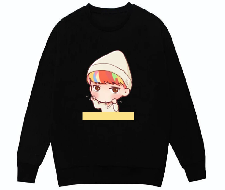 Kpop exo d. o sehun Милая Черная Толстовка с рисунком из мультфильма модные толстовки