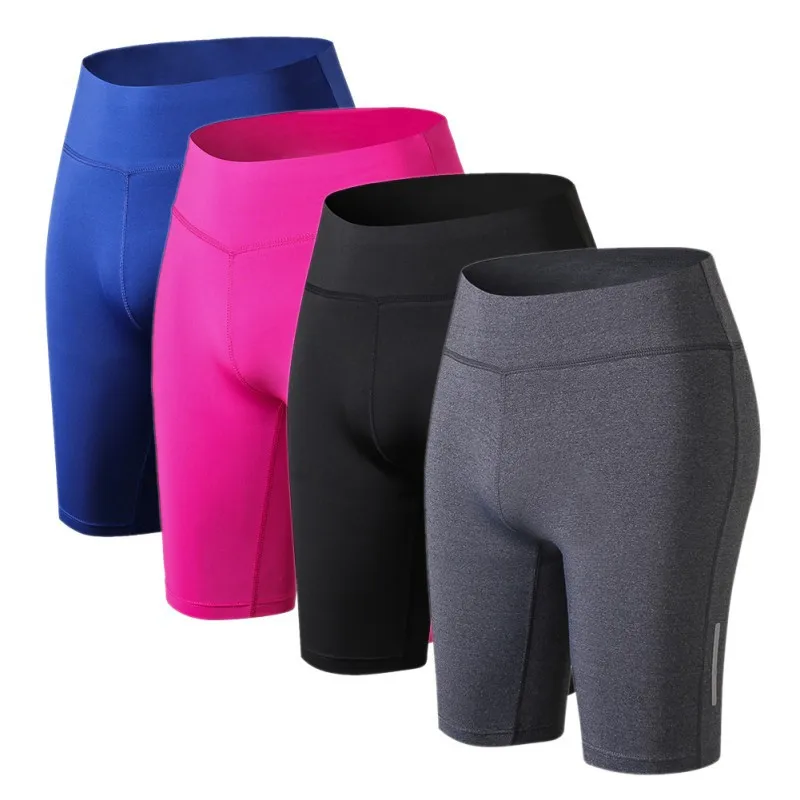 Сексуальные шорты для йоги, Женские Спортивные Компрессионные облегающие светоотражающие шорты с высокой талией для фитнеса, обтягивающие облегающие шорты
