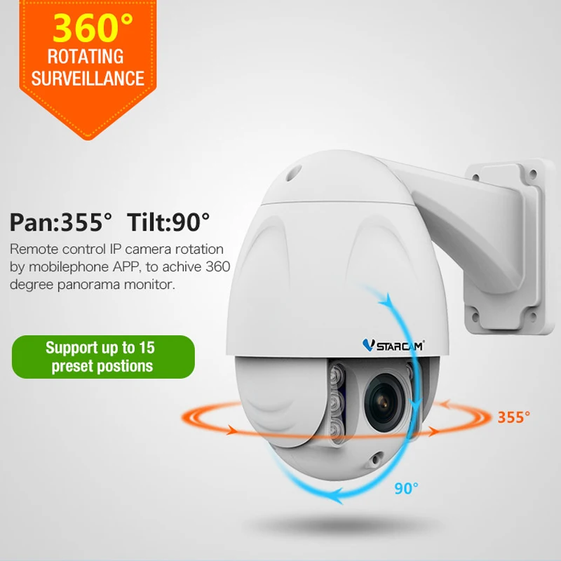 Vstarcam ip CCTV камера видеонаблюдения wifi Беспроводная PTZ ИК купольная наружная HD 1080P