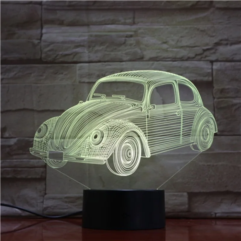 3D ночник Жук автомобиль свет Домашний Декор подарки для детей Друзья новые рождественские украшения RGB мульти-Светодиодная лампа меняющая цвет