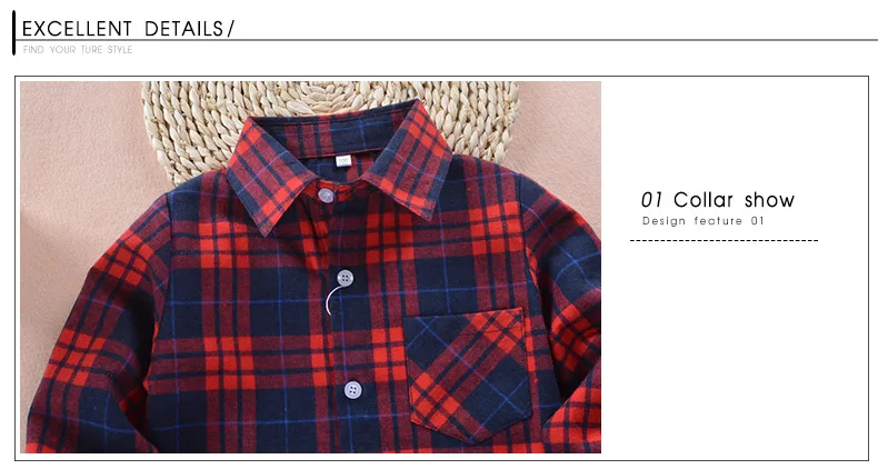 Hot Sale 100%Cotton Baby Boy Shirt Turn-down Collar Flannel Baby Blouse Tops Plaid Baby Shirts For 2-12 Years Old Kids Shirts