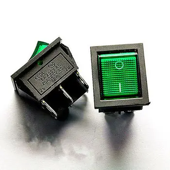 

10PCS 2 files 6 Pin Large-scale rocker switch power switch 16A 250V Green LED