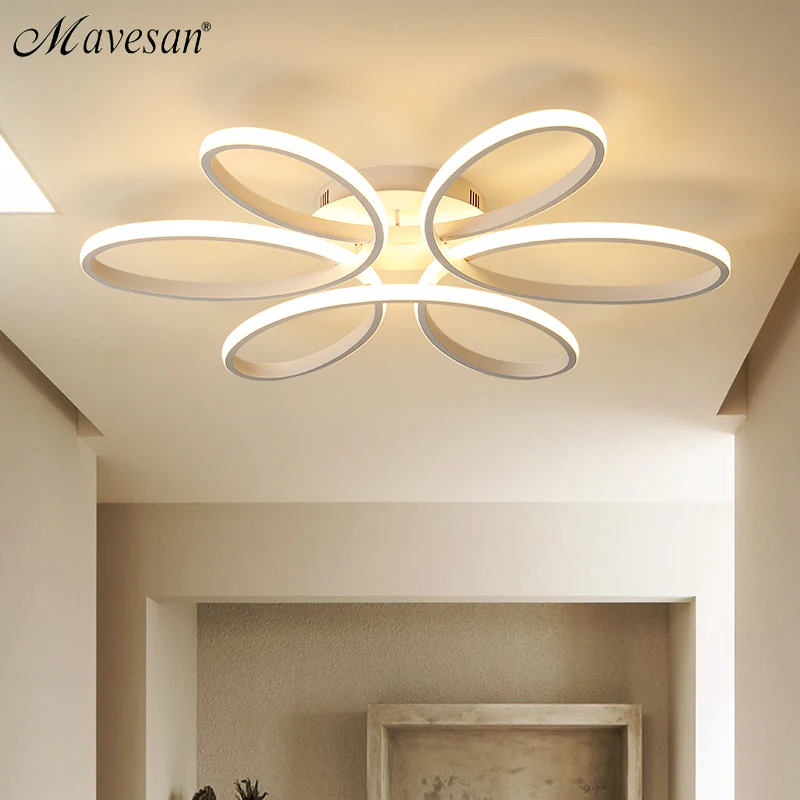 Luces de techo LED modernas para sala de estar dormitorio AC85-265V Blanco/Negro control remoto iluminación interior lámpara de techo - 1