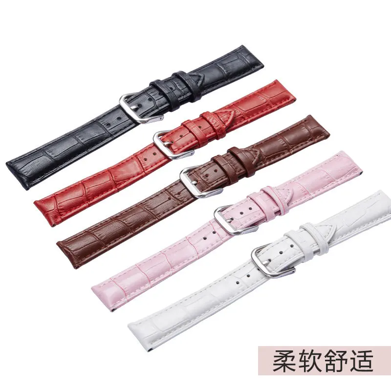 6 Colors Watch Strap Brown Black Red White Leather Calf Leather Watch Accessories Replacement 12mm 14mm 16mm 18mm 20mm 22mm 24mm