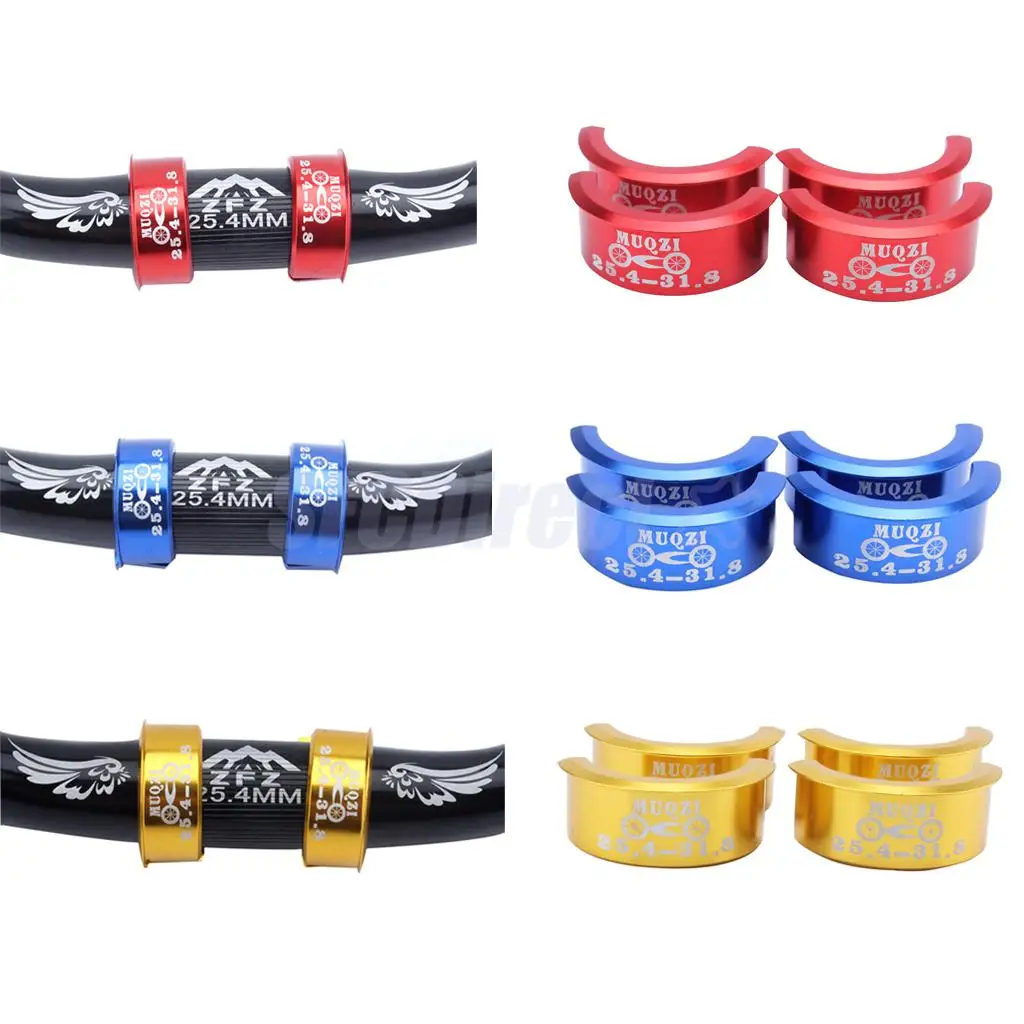 

4Pcs Aluminium Alloy Bicycle Handlebar Shim Conversion Adaptor 25.4mm to 31.8mm Stem for Fixed Gear MTB Road Bike