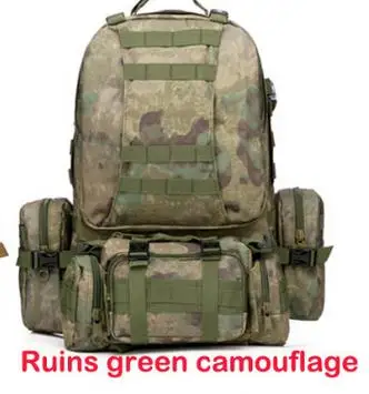 Новинка 50л Спортивный Тактический рюкзак для отдыха на природе, Мужская военная сумка для велоспорта, пешего туризма, альпинизма, большие рюкзаки, сумки - Цвет: Ruins green