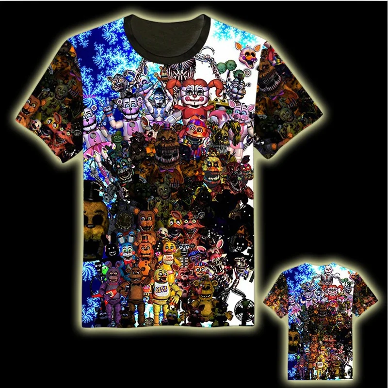 Футболки Five Nights at Freddy's FNAF Футболка Freddy Fazbear Bonnie Foxy Chica Mangle Golden повседневные