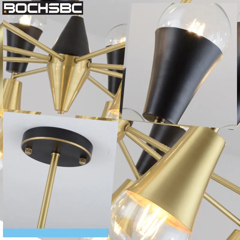 Стеклянный абажур BOCHSBC медные люстры для спальни гостиной столовой промышленные
