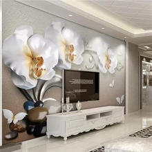 Papel де Parede Пользовательские Фото Обои фреска роскошные золотые украшения фаленопсис ТВ фон обои для стен 3 D стены ткань