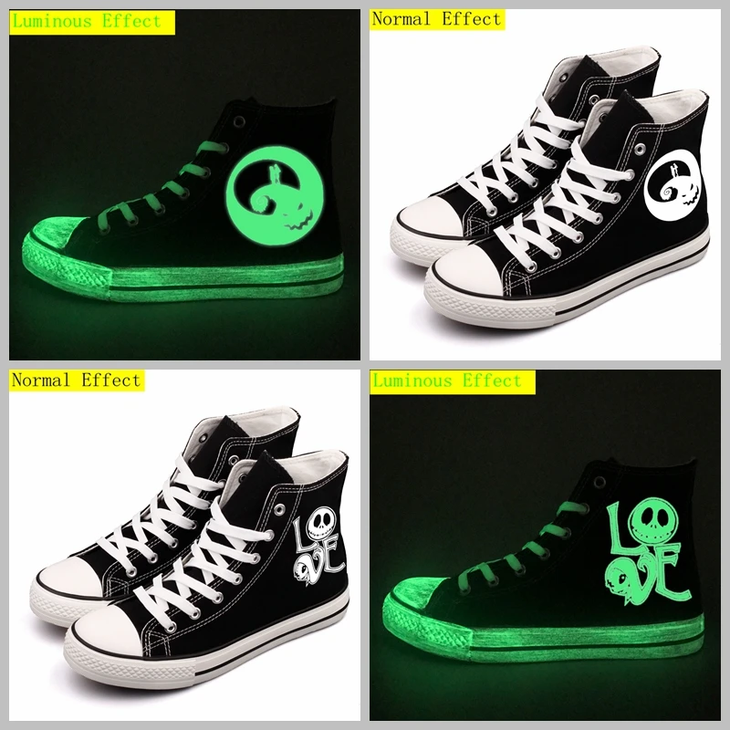 

Cool Halloween Monster Custom Printed Canvas Shoes High Top Luminous Pumpkin Witch Designer Halloween Gifts For Couples Lovers