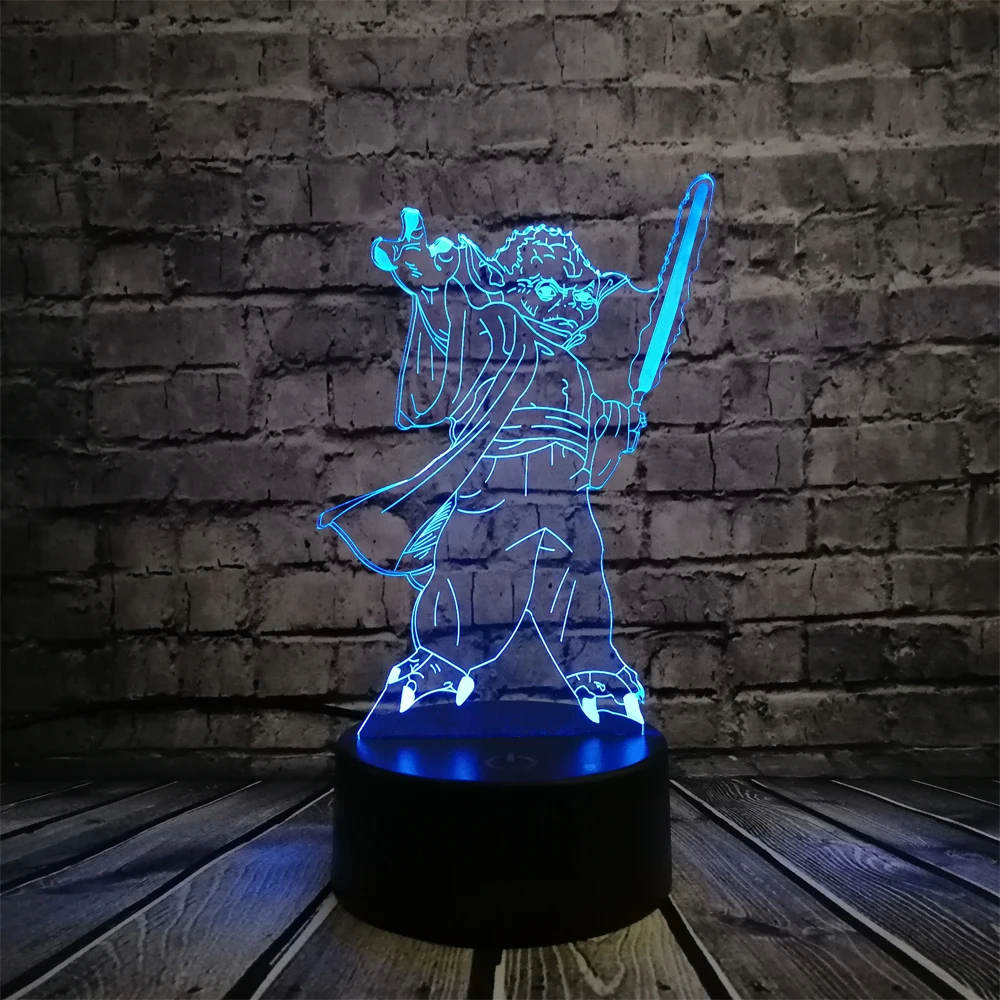 Горячая Распродажа Звездные войны 3D светодиодный USB светодиодный светильник Вейдер фигурка Мастер Йода джедай лидер меч воин Многоцветный ночной Светильник Настольный декоративный