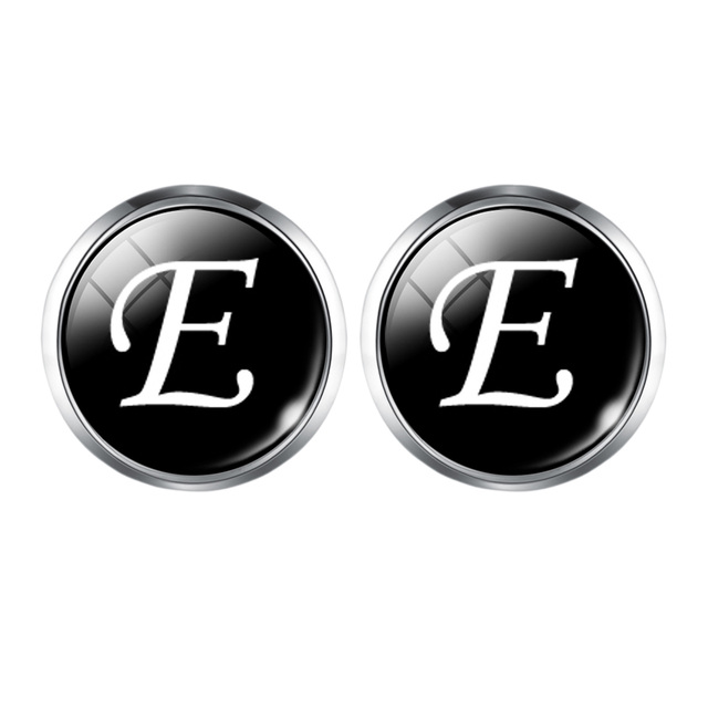 Fashion A-Z Single Alphabet Cufflinks Silver Color Letter Cuff Button for Male Gentleman Shirt Wedding Cuff Links Gifts