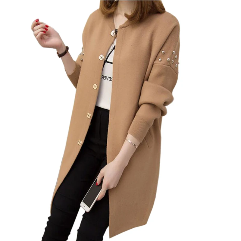 

2018 New Autumn Winter Long Sleeve Cardigan Long Coat for Women Thick Slim Warm Wool Sweater LJ0652