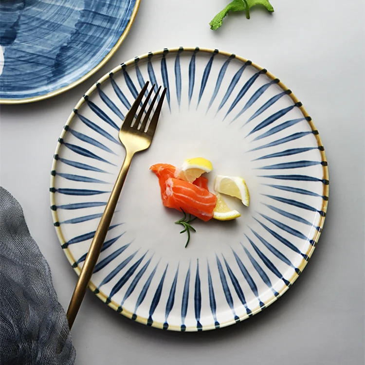 Nordic Стиль тарелки 9 дюймов Творческий дом декора расписанную Керамика стейк блюдо Ins утро посуда суп салат пластины