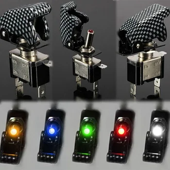 

50Pcs/Lot 12V 20A Car Dash IlluMinated LED Toggle On-Off SPST Switch Flip Up Cover