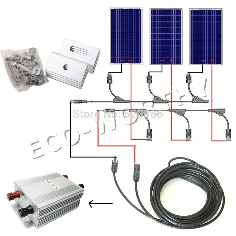 300w solar system complete kit, 3 *100W photovoltaic PV solar panel system , solar module for RV boat, car , home solar system