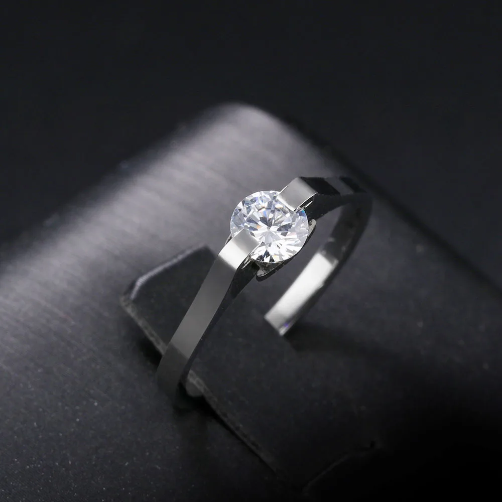

Lokaer Top Sale Luxury Rhinestone Women Finger Ring High Quality 316L Stainless Steel Wedding Ring Female Engagement Jewelry