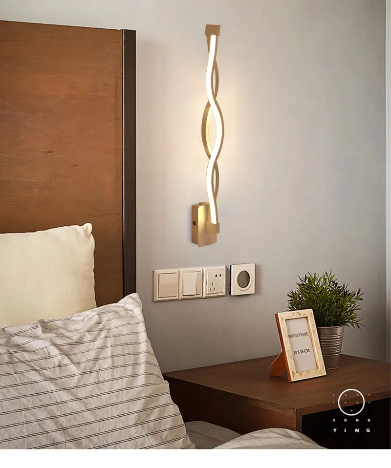 Lâmpada de Parede Quarto ao Lado da Luz da Parede Conduziu a Lâmpada Iluminação do Corredor Minimalista Moderna V-260 v Lampada Arandela Preto Branco Decoração 16 w 96 5 Lâmpada de parede minimalista moderna 16 w
