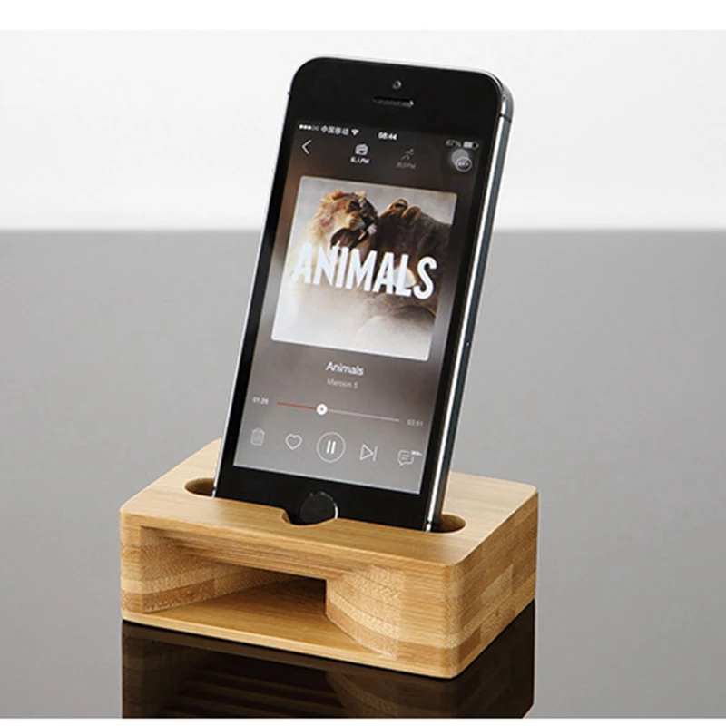 HTMOTXY Mobile Phone Loudspeaker Speaker For Iphone Sony Wooden Holder Sound Amplifier Bamboo Bracket Wood desktop Stand Support