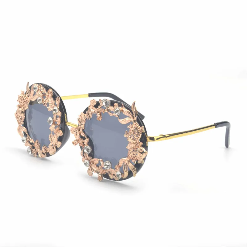 Mincl/супер мило рыбы Солнцезащитные очки для женщин для Для женщин круглый Защита от солнца Очки цветных алмазов украшения очки Arty Очки UV400 FML