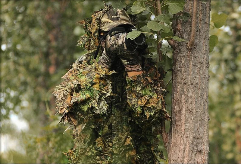 Тактическая охотничья одежда 3D камуфляж лист ghillie Костюмы Снайпер страйкбол камуфляж одежда джунгли лесной птицы рубашка+ брюки