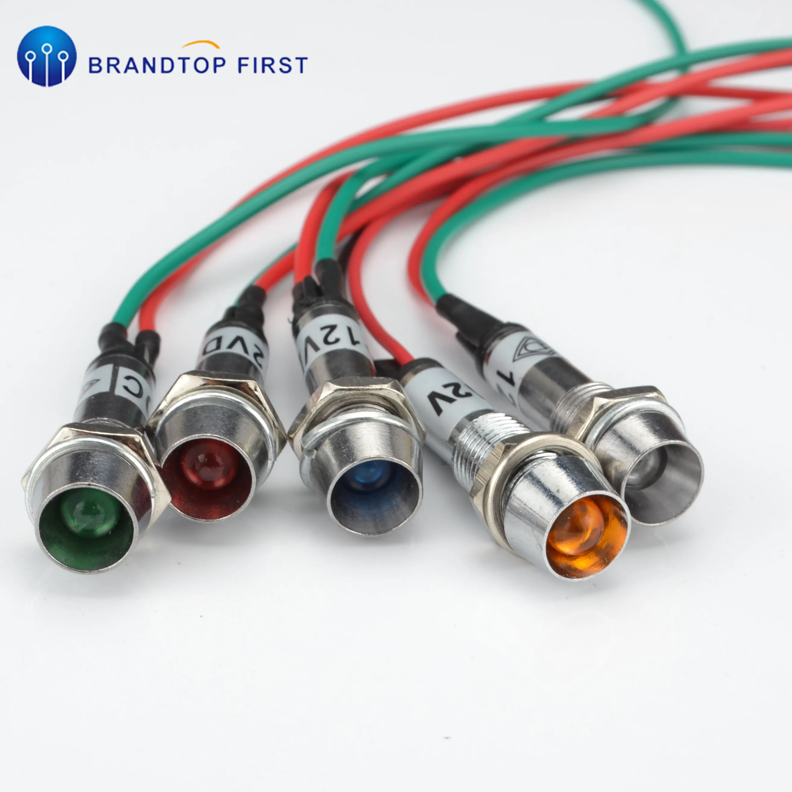 

Panel 8mm Mounting Red Green Yellow Blue White Colors for Choice Indicator Light Indication LED Signal Lamp with wire