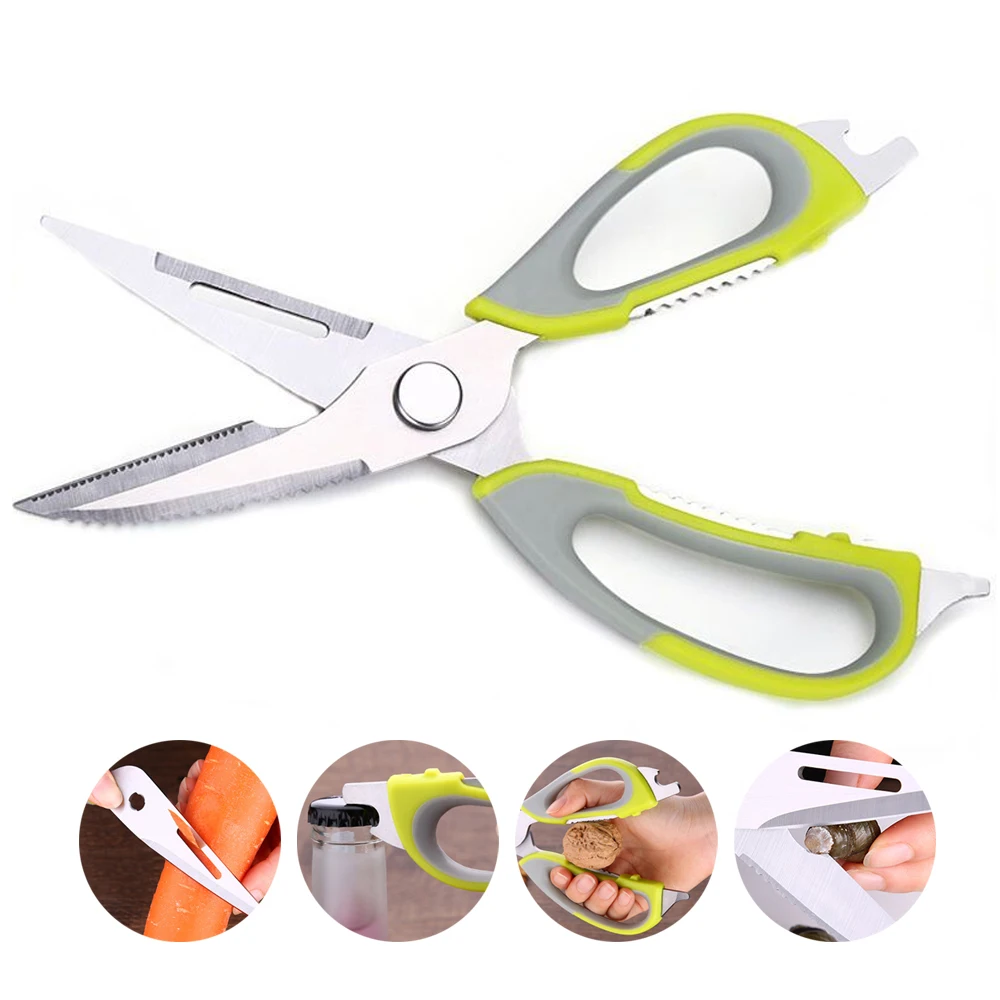 

1Pcs Multifunctional Stainless Steel Poultry Kitchen scissor Nutcracker Bottle opener Bone Cutter Cook Tool shear cut
