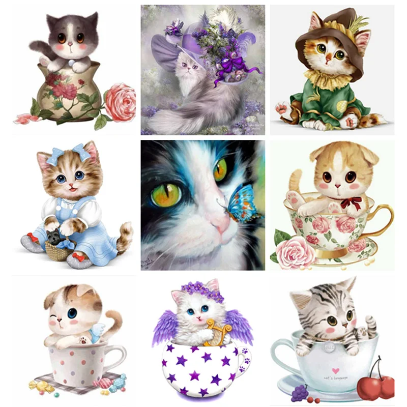 Dessin animé kitty diamant peinture, 3d, dessin animé, 5d ...