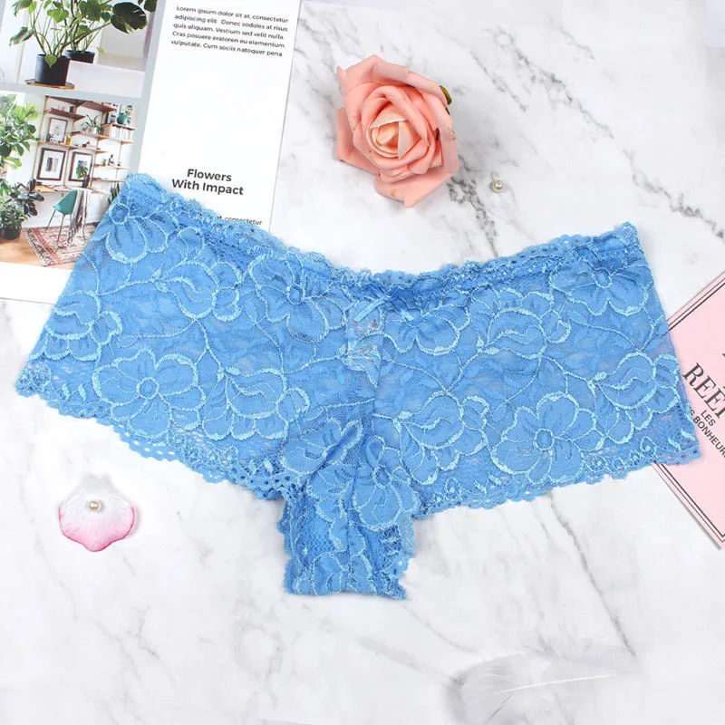 Plus Size Women Sexy Transparent Full Lace Panties Brand Water Soluble Trunk Gauze Underwear Low-waist Women Briefs M-5XL (11)