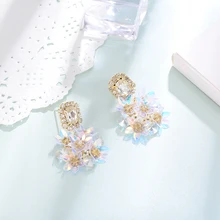 Las niñas colorido pendientes colgantes con amuleto de Metal de lujo oreja grande joyas preciosas aniversario colgando nupcial pendientes de gota para boda
