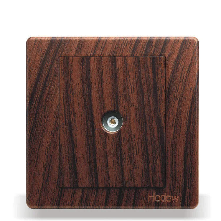 

Wall Switch Socket Panel 86 Type Of Dark Wood Color TV Socket Panel Cable TV Socket Panel, PC 220V 10A