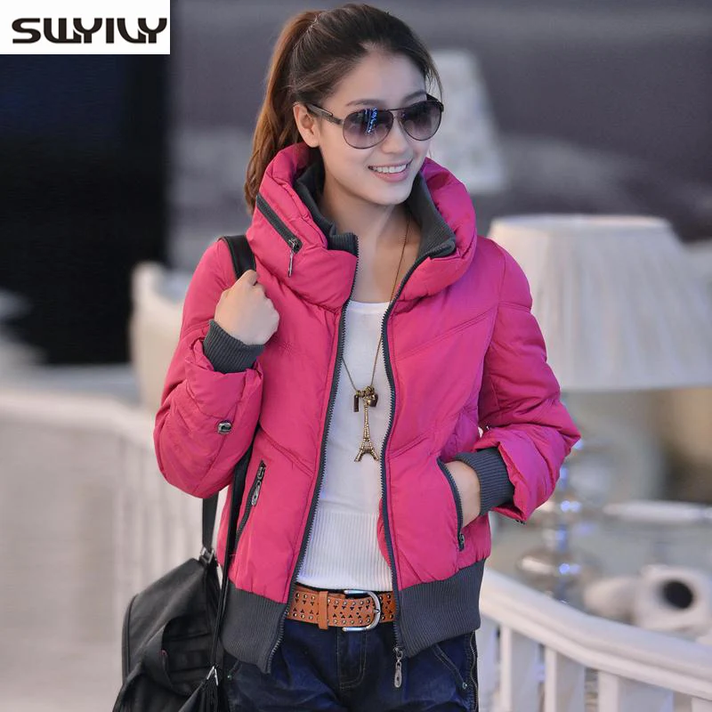 

Women Cotton Padded Winter Coat Female Short Jacket Korean New Spring 2015 Zipper Stitching Parkas Mujer Invierno