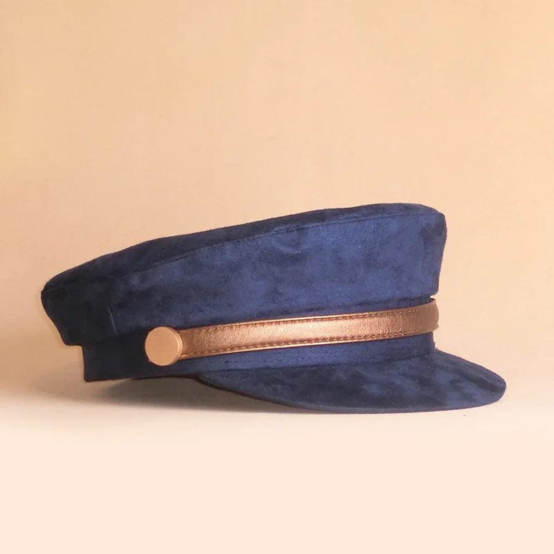Военные кепки для мужчин и женщин родитель-детский головной убор Newsboy шляпы винтажная шляпа мода замша кожа Повседневная Кепка Капитана LGDTUT - Цвет: Blue