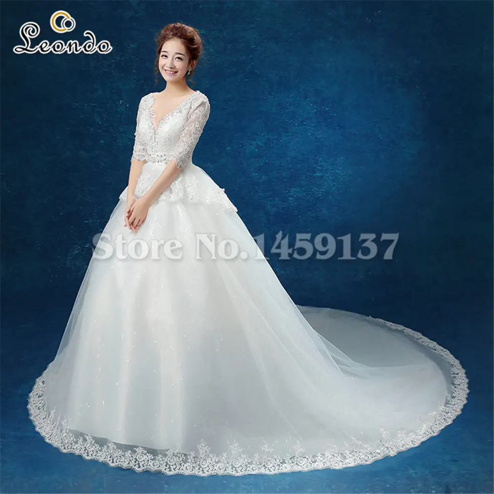 Lt185 Half Sleeves Wedding Dress Fast Shipping Ivory V Neck Lace Lt185 Half Sleeves Wedding Dress Fast Shipping Ivory V Neck Lace Hand Make Real Photos Long Train Up Gown In Dresses From Weddings