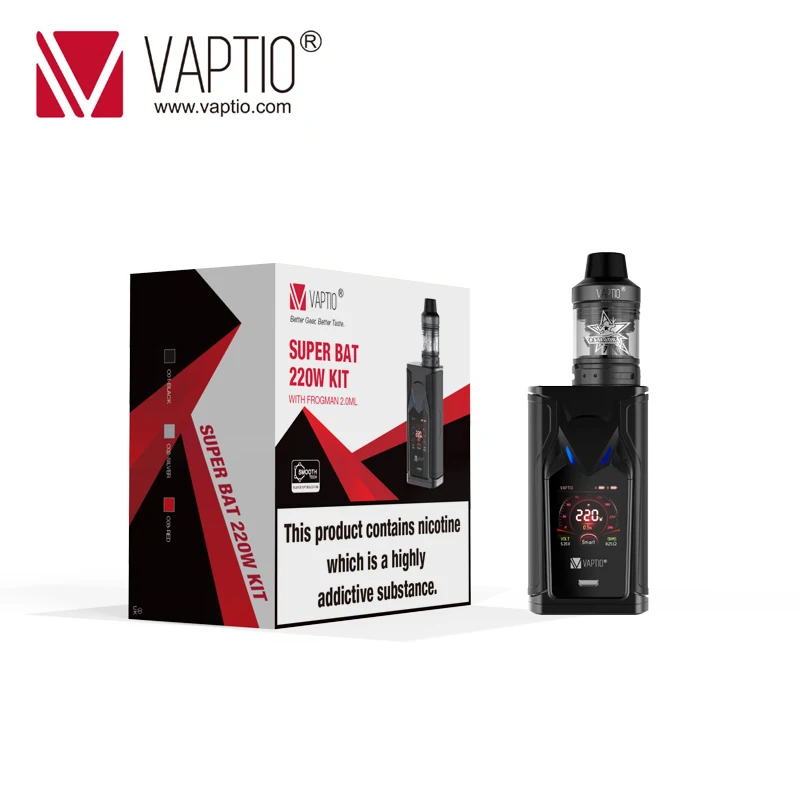 Подарочная катушка! 220 Вт Vape kit VAPTIO SUPER BAT KIT с 1 3 дюймовым экраном бокс мод для