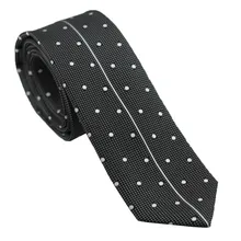 Coahella галстуки черный галстук с серебряным узором в горошек линия панель дизайн шейный платок из микрофибры обтягивающий галстук 6 см