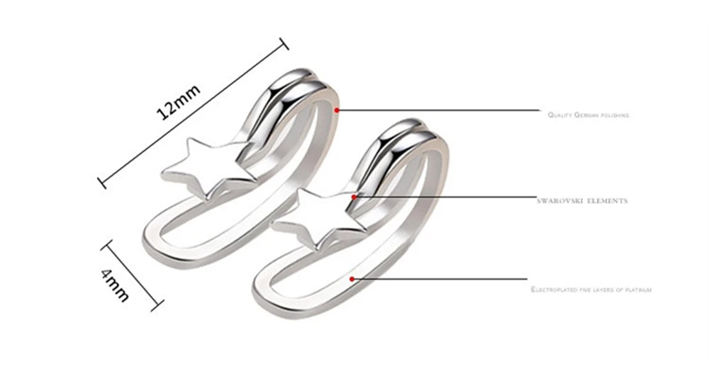Модные женские серебряные ювелирные изделия геометрической формы пятиконечная звезда клип серьги женский абзац без ушей манжеты прекрасный сладкий