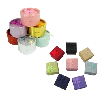 

12 PCS Random Color Round and Square Shape Cute Small Gift Box for Ring Earrings Jewelry