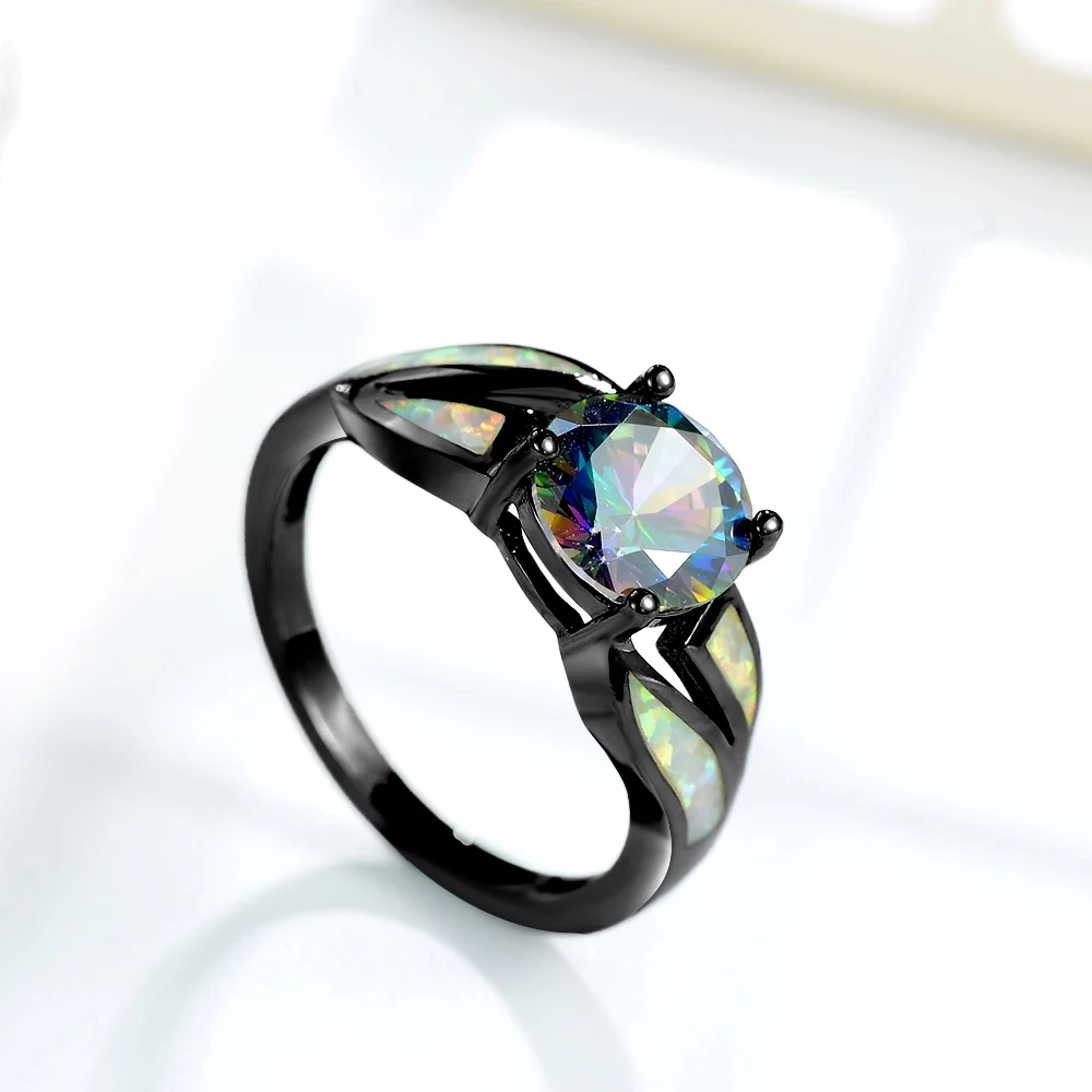 colorfull crystal cz opal ring