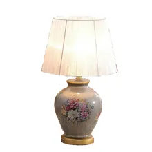 Европейская керамическая тканевая настольная лампа для свадебного декора гостиной, спальни, Классическая Ручная роспись, фарфоровый Настольный светильник H 49 см 1620