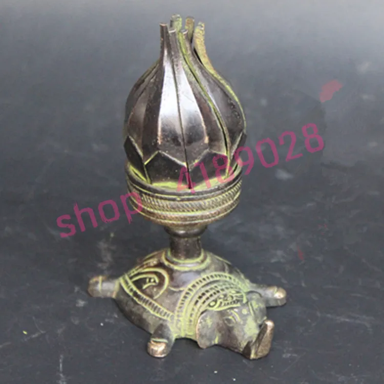 

Bronze, lotus flower lampstand, antique collection, handicraft ornaments